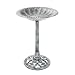 Pure Garden Outdoor Antique-Style Bird Bath - Weather-Resistant Polyresin Basin with Vintage Design and Ground Stakes - Yard and Patio Decor (Gray)