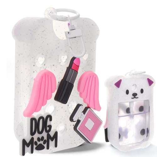 Image of Mity rain Hand Sanitizer Spray Case Compatible With Touchland, Cute Silicone Hand Sanitizer Holder Keychain with 4 Charms, Portable Refillable Sanitizer Accessory, Gift for Women And Teens