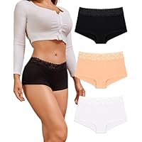 READY TO LOVE Boxer in Pizzo di Cotone per Le Signore Mutande Boxer di Cotone per Le Signore Biancheria Intima di Cotone per Le Signore Mutandine e Mutandine per Le Signore Pacco da 3 (S)