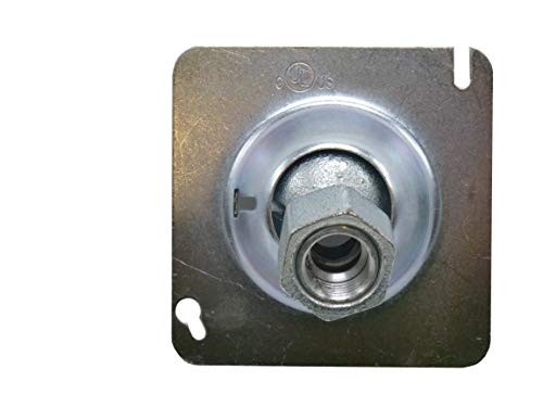 Corex 4" Square Swivel Fixture Hanger Cover For Use With Square Electrical Boxes - Fits 1/2" And 3/4" Threaded Nipple And Conduit - Malleable Iron Swivel Hub With Steel Cover And Reducing Bushing - Pendant Mount #TOP1