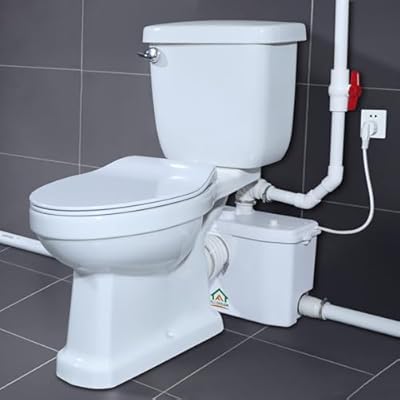 750Watt Upflush Macerating Toilet with Macerator Pump For Basement, Two Piece Toilet for Bathroom/Toilet/Sink/Kitchen, Powerful & Quiet Chair Height Elongated Toilet Bowl, Nano-Glazed Finish