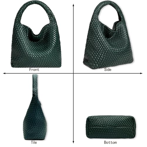 Image of JINMANXUE Woven Tote Bag for Women, Fashion Hobo Handbag, Travel Top-handle Shoulder Bag, Beach Underarm Bag with Purse