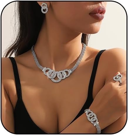 Women's Jewelry Set - Necklace, Bracelet, Earrings, and Ring