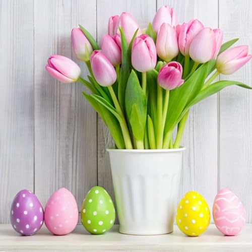 Image of Sggvecsy 30 Pcs Fake Tulips Artificial Flowers Real Touch PU Faux Flowers Tulip Stems for Wedding Spring Bouquet Floral Arrangement Home Party Office Decorations for Mother's Day (Rose Pink)