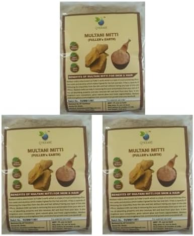 QYKKARE Pure and Natural Multani Mitti Powder For Face Pack, Fullers Earth (100gm X 3 = 300 gm)