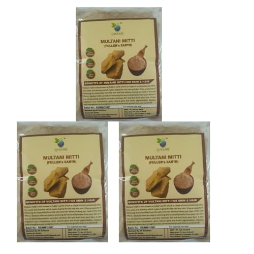 QYKKARE Pure and Natural Multani Mitti Powder For Face Pack, Fullers Earth (100gm X 3 = 300 gm)