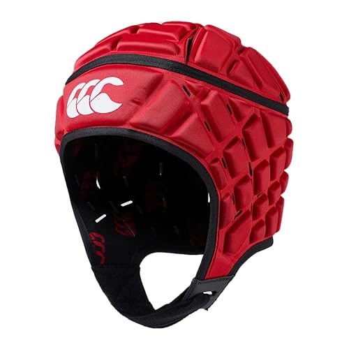 Canterbury Casque de Rugby Raze Junior Unisexe, Couverture Complète, Mentonnière Souple, Rembourrage en Mousse,Flag Red, XS