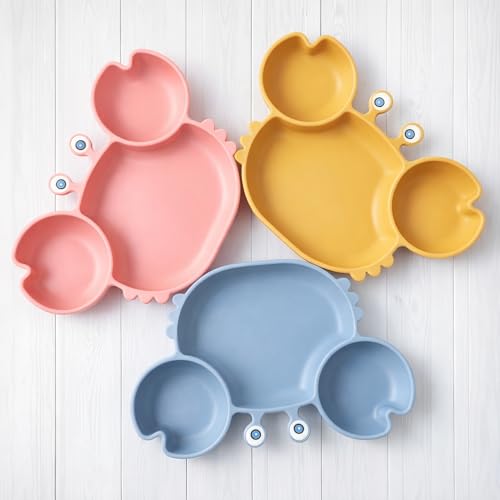 ROCCED Crab Suction Plate with Spoon & Fork Set (Dusty Blue) — view 6