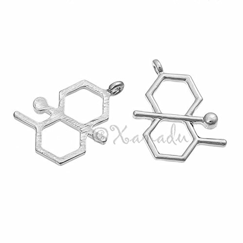 Geosmin Molecule 29mm Silver Plated Science Charms Jewelry Making Supply Pendant Bracelet DIY Crafting (2)