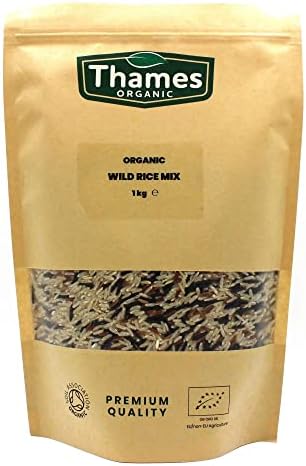 Organic Wild Rice Mix - Camargue Red Rice, Wild Rice, Long Grain Brown Rice, Raw, Vegan, GMO-Free - No Additives or Preservatives - Nutritious, Flavorful, and Sustainable - Thames Organic 1kg