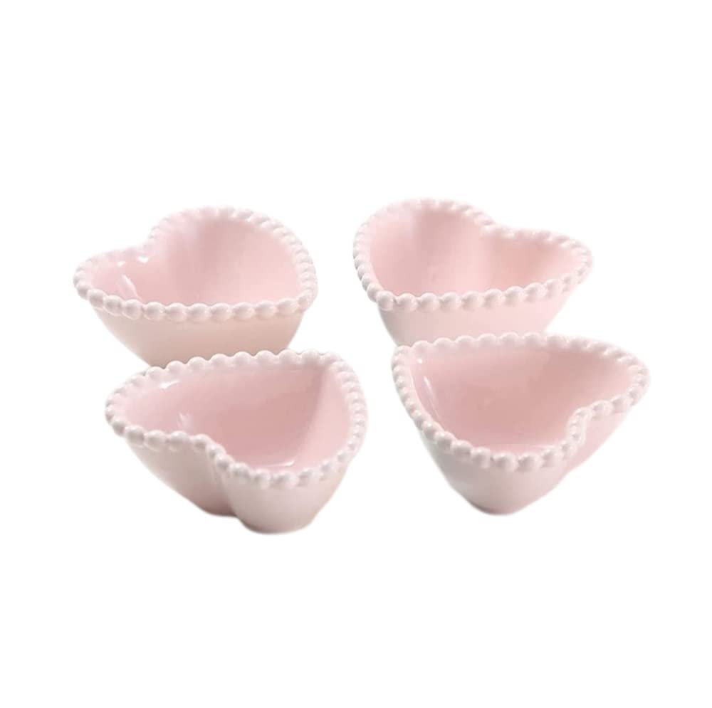 Lot De 4 Mini Bols à Sauce En Forme De Cœur – Céramique Blanche, 8 Cm, Parfaits Pour Condiments, Sushi, Soja
