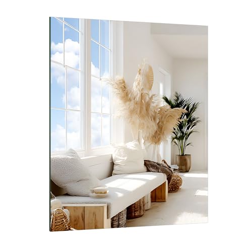 TSKDKIT Espejo de pared de 50 x 40 cm, espejo adhesivo para paredes, espejo de cristal HD sin marco grande para baño, puertas de armario, pasillo, dormitorio