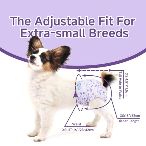 Image of MICOOYO Disposable Dog Diapers Female, Doggie Diapers for Dogs Female, Super Absorbent Pet Diaper with Foam Tail Hole for Heat, Comfortable Puppy Diaper (50Count, X-Small)