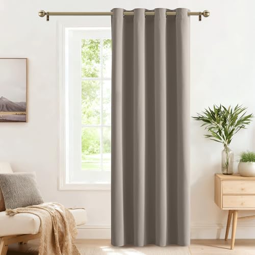 PONY DANCE Blackout Curtain Cortinas Salon Modernas 1 Pieza Cortina Opaca Ojal Cortina Termica Aislante Frio y Calor Cortinas Opacas Ventanas, 140x260 CM(AnchoxAlto), Arena