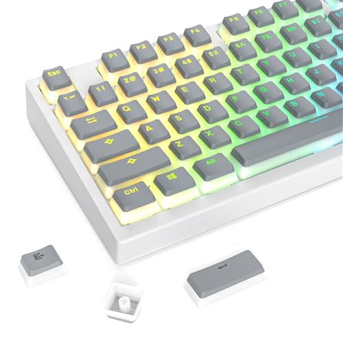 Image of Guffercty kred 117-Key Grey Pudding Keycaps, OEM Profile PBT Anti-Wear Translucent Backlight fits Mechanical Keyboard(Grey Pudding)
