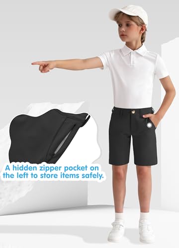 Youth Boys Golf Shorts Stretch Lightweight Kids School Uniform Clothes Flat Front Casual Khaki Hybrid Chino Dress Short2