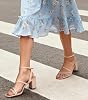 Tacones de Bloque con Tiras para Mujer, Punta Abierta Cuadrada 4