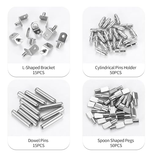 130 Pcs Shelf Bracket Pegs, 4 Styles Metal Shelf Pins, Shelf Support Pegs, 5mm 6mm Kitchen Cupboard Shelf Pegs - Image 3