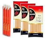 KA-ME Chinese Lo Mein Noodles, Low Fat, 8oz Pouches (Pack of 3) Bundled With WILSONIA Bamboo Chopsticks - Perfect for Quick, Authentic, and Delicious Meals