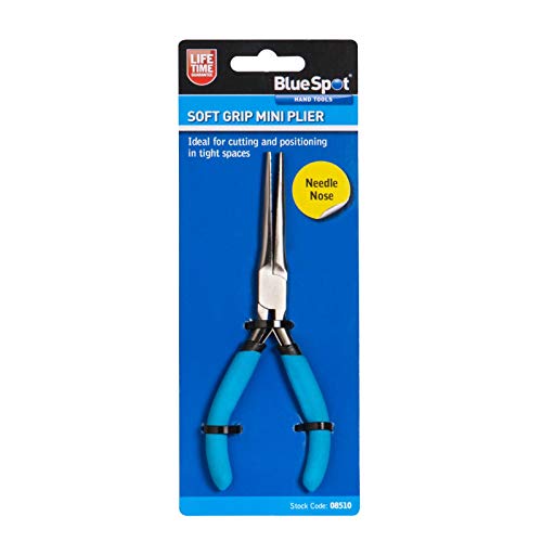 Blue Spot 08510 Mini Needle Nose Plier with Dipped Handle - Blue