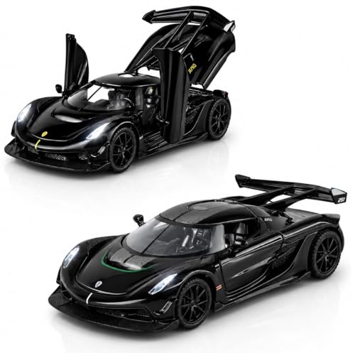 Image of 1:32 Scale Koenigsegg Jesko Die-Cast Toy Car - Pull Back Metal Model with Openable Doors, LED Lights & Music - Alloy Mini Car Gift for Kids, Boys & Collectors 【Color As Per Stock】