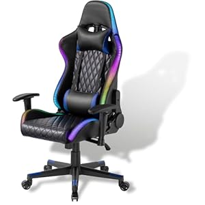 Xantron® Ergonomic Gaming Chair RGB Lighting – 150 kg Load Capacity / Gamer Chair in Black with PVC Leather / Gaming Chair Adjustable by Gas Lift / Gaming Chair