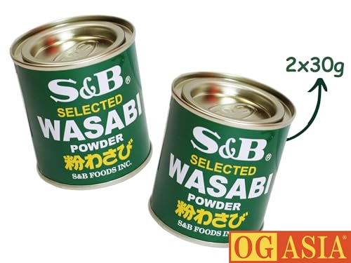 S&B Wasabi Pulver Doppelpack - Japanisches Wasabi Pulver - Natürlich & Ohne künstliche Zusätze - OG ASIA - 60g