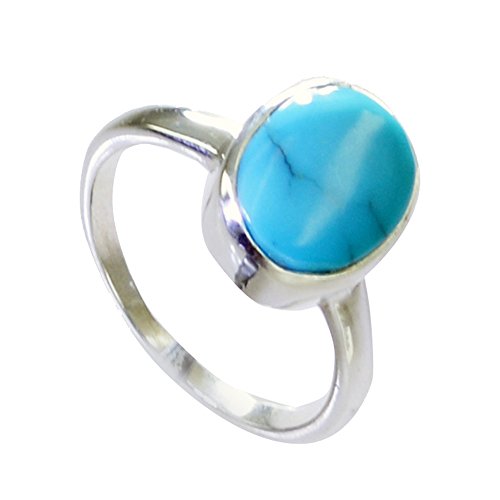 Bague turquoise argent massif naturel à porter au quotidien style ovale