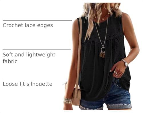 Image of Falechay Tank Tops for Women Flowy Boho Cute Swiss Dots Sleeveless Shirts