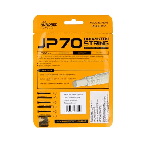 Image of Hundred JP 70 Badminton String | Versatile Power & Control | Durable Synthetic Gut | Comfortable Shock Absorption | Reliable Tension & Playability