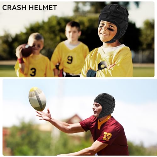 KRUI Soft Shell Helmet 7v7 Flag Football Helmet Scrump Cap Soft Padded Rugby Helmet Headguard Adjustable Breathable EVA Foam Impact Resistant for Youth Adults by KRUI - Image 5