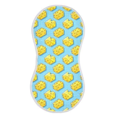 xigua Cartoon Cheese Muslin Baby Burp Cloths Set of 4, Super Soft & Absorbent Burping Rags, Cotton Burp Clothes Shower Gift for Newborn, Baby Girls and Boys