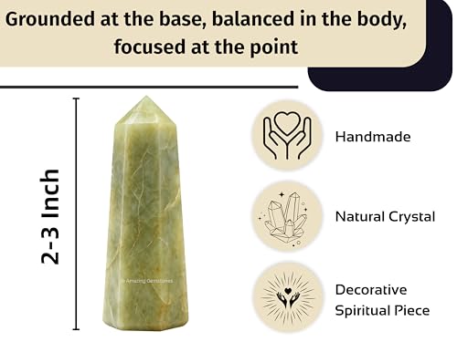 Image of Amazing Gemstone Yellow Aquamarine Crystal Towers - Natural Healing Crystal Point Obelisk for Reiki Healing and Crystal Grid (2 inch to 3 inch Inch)