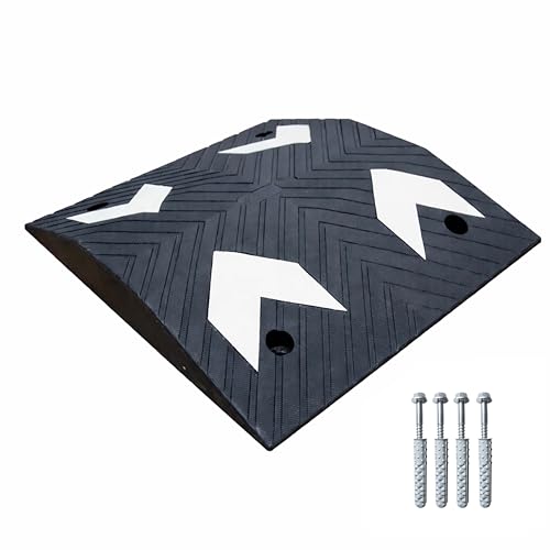 Berry Reflective Speed Ramp Black Mid Section 500x550x75 MM | Heavy-Duty 12.75 KG Non-Slip PVC Speed Bump with Reflective Strips | Modular Speed Breaker for Driveways, School Zones & Parking Areas