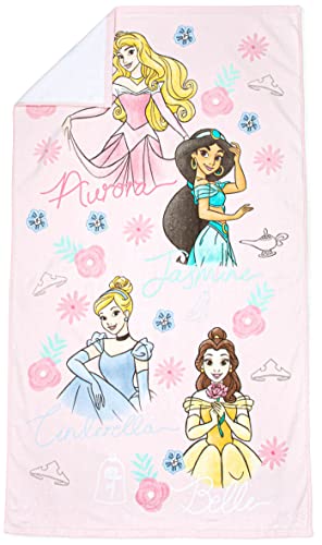 Disney Princess Charming Bath/Pool/Beach Towel Featuring Cinderella, Belle, Jasmine, & Aurora - Super Soft & Absorbent Fade Resistant Cotton, Measures 49 X 28 Inches (Official Disney Product) #TOP1