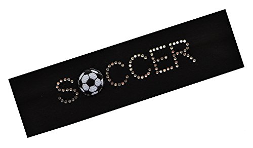 SOCCER BALL Rhinestone Cotton Stretch Headband Funny Girl Designs (Black)