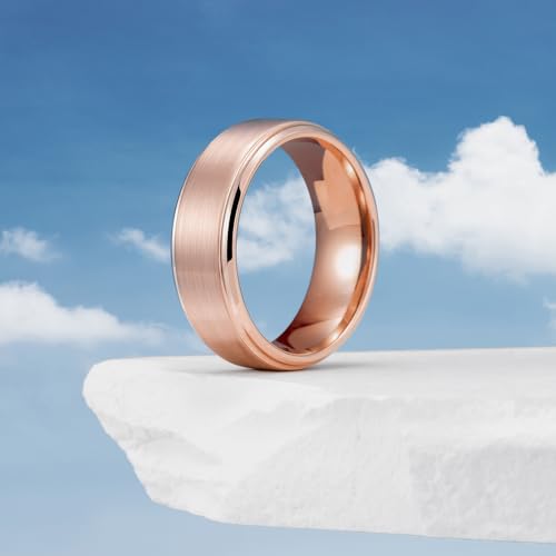 Image of King Will Classic Tungsten Wedding Band for Men, 6 /7 /8 /9 /10mm Widths, Polished Finish Step Edge Matte Rings Comfort Fit