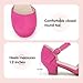 PANDANINJIA Girls Heels Dress Shoes Flower Girl Ankle Strap Closed Toe Toddler Heels Wedding Party Little Big Kids Pump Shoes Size 4 Fuchsia Suede