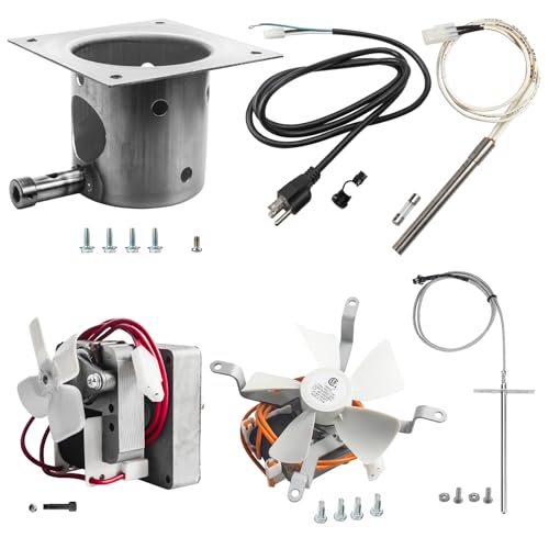 Upgraded 2.0 RPM Auger Motor, Induction Fan, Fire Burn Pot, Hot Rod Ignitor, Power Cord and Temperature Probe?BBQ Grill Replacement Parts Kit Compatible with Traeger Pit Boss Wood Pellet Grills