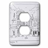 3dRose Drawing of M Street in Georgetown, Washington DC. 2 plug outlet cover