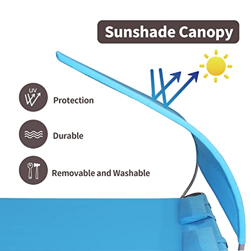 Coveronics Patio Double Chaise Lounge Bed With Canopy,Headrest Pillow And Wheels,Portable Outdoor Hammock Bed For Patio, Yard, Pool(Blue) #TOP3