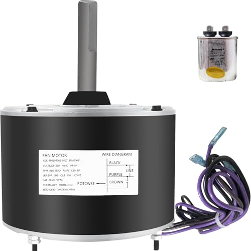 Image of 0131M00061SP Condenser Fan Motor 1 /4 Hp, YDK-180S84062-01, 1-Speed, 208 /230 Volts, 1.5 Amps, 830 RPM, Compatible with Goodman Amana Janitrol Air Conditioner Fan Motor, 0131M00014PS