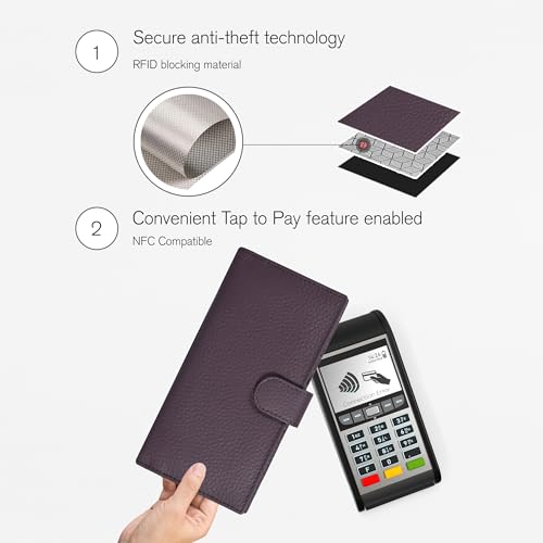 Image of Leather Checkbook Cover Holder for Women - Standard Register Duplicate Checks RFID