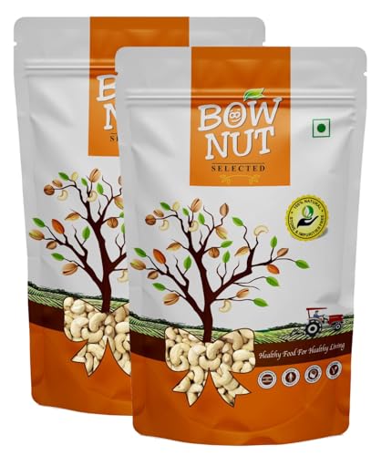Image of Bownut Kaju (Cashew) 500 Grams (250 Grams X 2) for All Ages | High in Protein and Boosts Energy and Build Immunity | Healthy Nutritious Cashew Nut | Delicious Vegan & Crunchy Kaju Nut for Cooking and Raw Eating