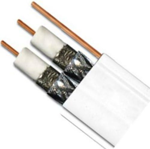4 REELS OF 500ft WHITE RG6 DIRECTV APPROVED 3GHz DUAL SIAMESE TWIN COAX 18AWG 75 OHM SOLID COPPER WITH 17AWG GROUND MESSENGER WIRE UL ETL HD SATELLITE DISH VIDEO INDOOR OUTDOOR BULK COAXIAL CABLE