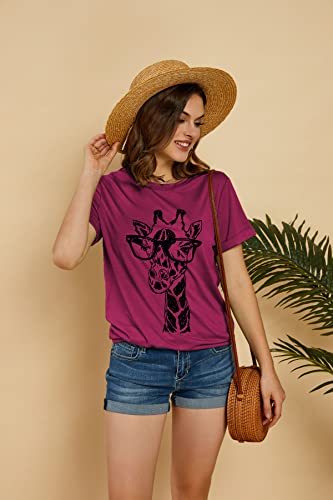 Auburet Womens Giraffe T Shirt Summer Funny Graphic Short Sleeve Crewneck Tees Casual Shirt Tops #TOP3