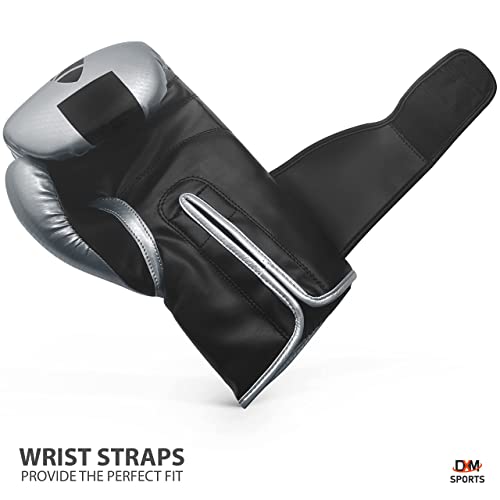 Dxm Sports Boxing Gloves For Men & Women, Boxing Training Gloves Ideal For Heavy Punching Bag Workout Kickboxing, Muay Thai, Mma Silver & Black, 16 Oz #TOP2