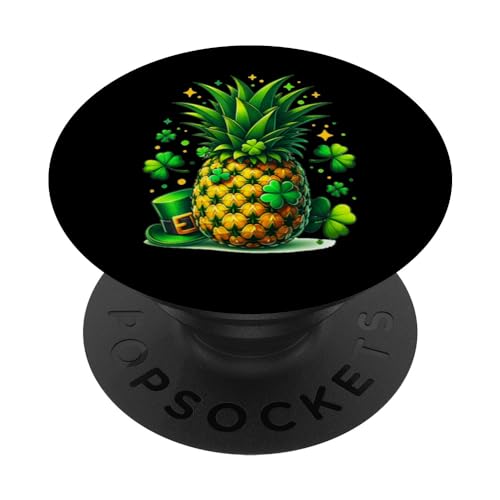 Piña Lucky Funny Paddys Shamrock Fruit Día de San Patricio PopSockets PopGrip Intercambiable