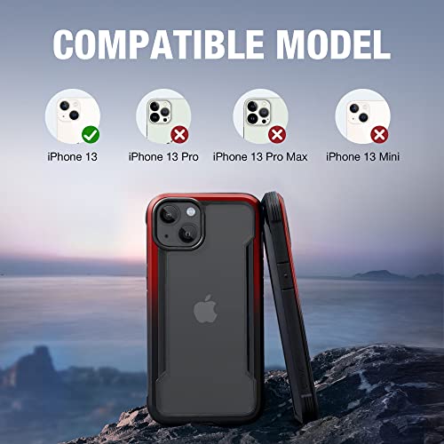 Raptic Shield For Iphone 13 Case For Iphone 14 Case, Shockproof Protective Clear Case, Military 10Ft Drop Tested, Durable Aluminum Frame, Anti-Yellowing Technology, Red Gradient #TOP1