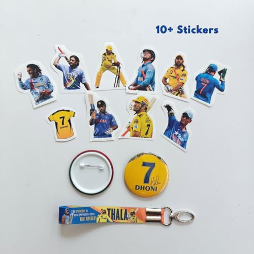 Image of TenorArts Gift Box Merchandise - 5x7 Inches Laminated Photo Frame,1 Keychain, 1 Badge, 4 4x6 inches Posters, Shapecut Stickers - 5 items in 1 Box | Perfect for Gifting Cricket Fans
